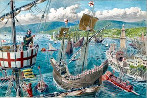 De haven en vloot van Genua door Quinto Cenni